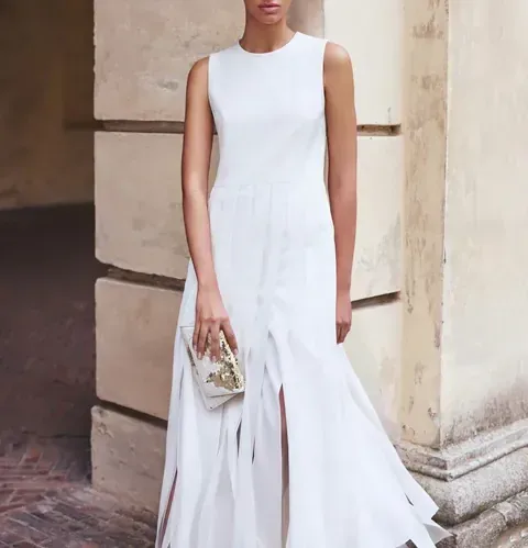 Akris designer dress cleaned and pressed by Alex's
