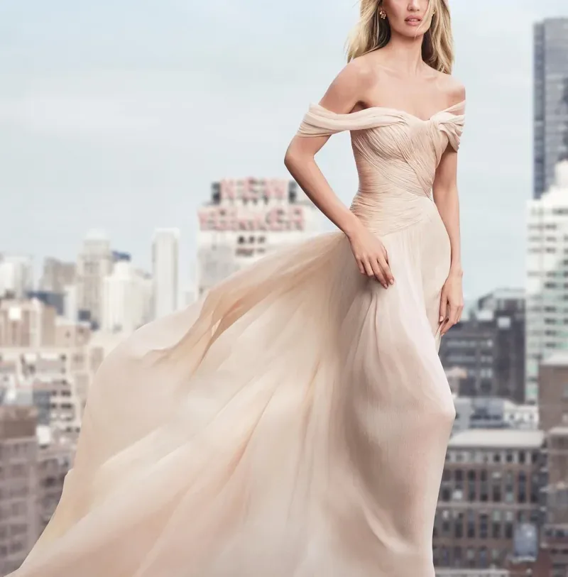 Womens Gown Vert Oscar De La Renta 7 Cropped